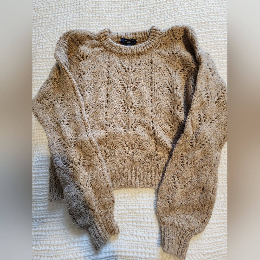 American Eagle balloon sleeve cropped sweater